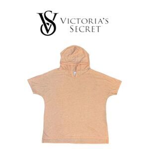 Victoria's Secret Flax Blend Peach/Pink Short Sleeve Hooded T-shirt M